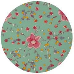 Mid Century Retro Floral 1970s 1960s Pattern 79 Wooden Bottle Opener (round)