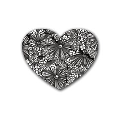 Mid Century Retro Floral 1970s 1960s Pattern 73 Rubber Coaster (heart)