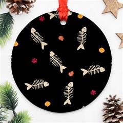 Pattern Design Seamless Fishbone Round Ornament (two Sides)