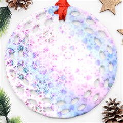 Digital Art Artwork Abstract Pink Purple Round Filigree Ornament (two Sides)