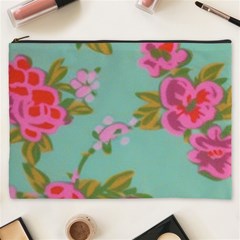 Mid Century Retro Floral 1970s 1960s Pattern 81 Cosmetic Bag (xxxl)