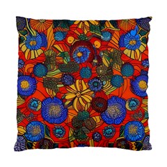 Mid Century Retro Floral 1970s 1960s Pattern 69 Standard Cushion Case (one Side)