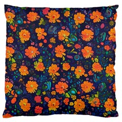 Mid Century Retro Floral 1970s 1960s Pattern 61 Large Cushion Case (one Side)