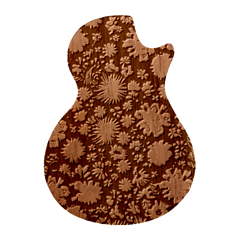 Mid Century Retro Floral 1970s 1960s Pattern 57 Guitar Shape Wood Guitar Pick Holder Case And Picks Set