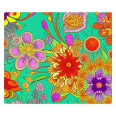 Mid Century Retro Floral 1970s 1960s Pattern 58 50  X 40  Two Sides Premium Plush Fleece Blanket (kids Size)