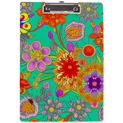 Mid Century Retro Floral 1970s 1960s Pattern 58 A4 Acrylic Clipboard