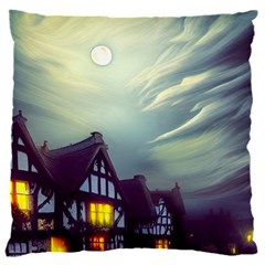 Village Moon Cloudy Historical Tudor Architecture Houses Town Night Windows City 16  Baby Flannel Cushion Case (two Sides)