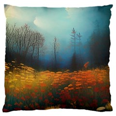Wildflowers Field Outdoors Clouds Trees Cover Art Storm Mysterious Dream Landscape 16  Baby Flannel Cushion Case (two Sides)