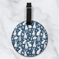 Easter Bunny Pattern Nappa Leather Luggage Tag Round