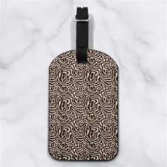Brown Beige Snake Pattern Nappa Leather Luggage Tag Rectangle