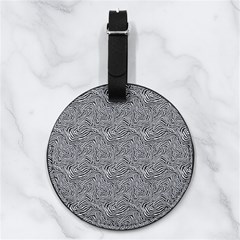 Dark Grey Snake Nappa Leather Luggage Tag Round