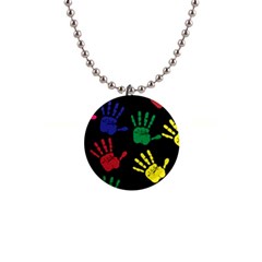 Handprints Hand Print Colourful 1  Button Necklace