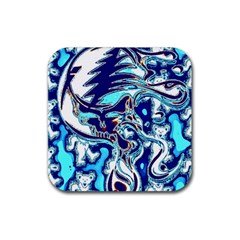 Trippy Dippy Bears Blue Dancing Greatful Dead Skull Steal Your Face Rubber Coaster (square)