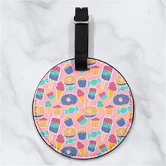 Ice Cream Donut Sweets Candie Nappa Leather Luggage Tag Round