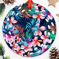 Hawaiian Flowers Hawaii Round Filigree Ornament (two Sides)