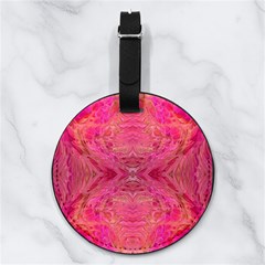 Pink Pour  Nappa Leather Luggage Tag Round