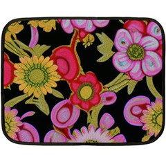 Mid Century Retro Floral 1970s 1960s Pattern 70 35 x27  Fleece Blanket (mini)