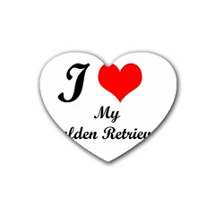I Love Golden Retriever Rubber Coaster (heart)
